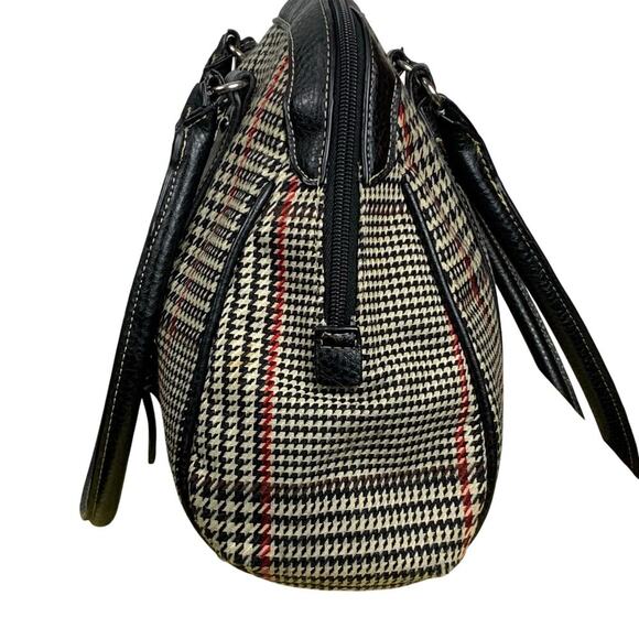 Vintage Chaps Houndstooth Structured Satchel Shoulder Bag – Preppy Classic - Picture 4 of 11